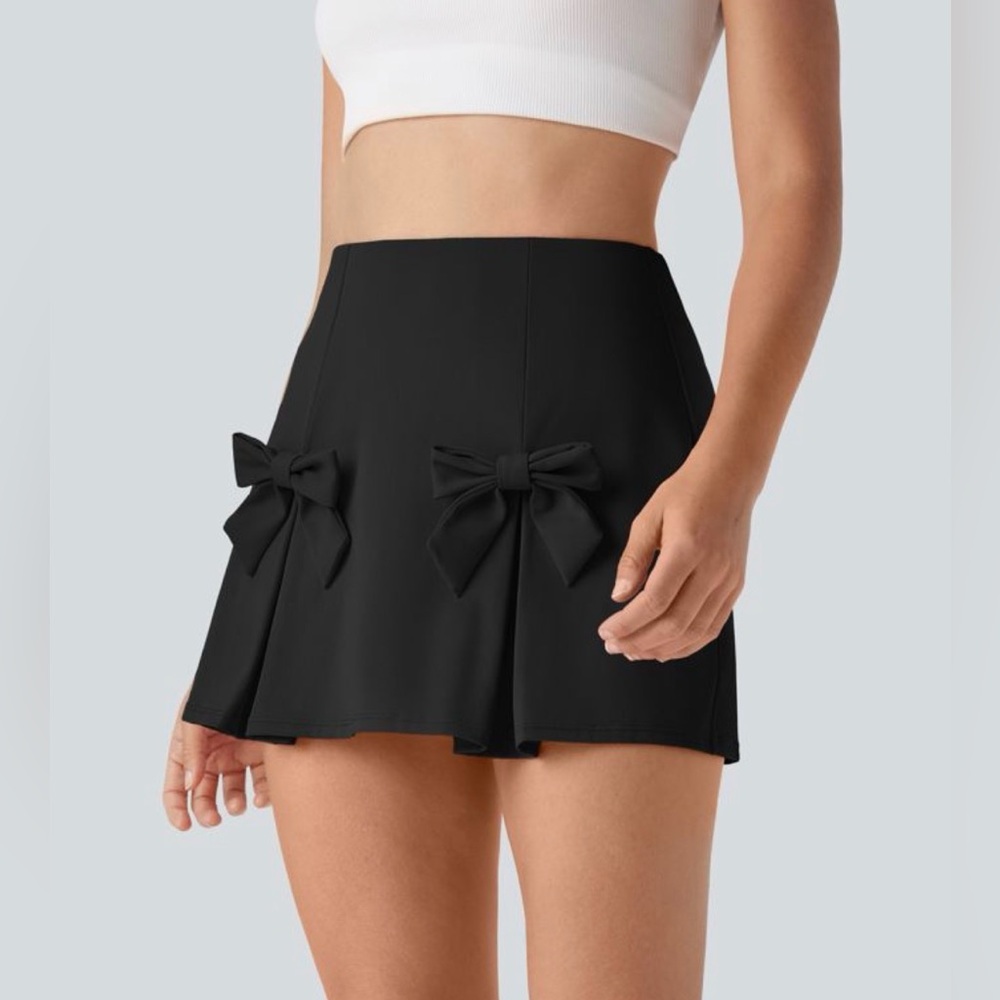 Halara High Waisted Tummy Control Removable Bow Casual Skirt with Shorts